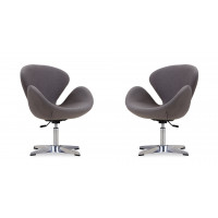 Manhattan Comfort 2-AC038-GY Raspberry Grey and Polished Chrome Wool Blend Adjustable Swivel Chair (Set of 2)